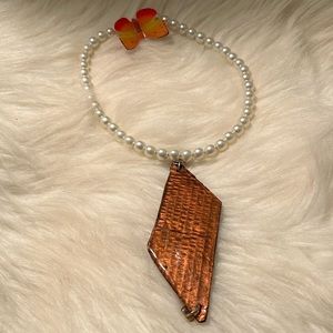 Faux Pearls Stretchy Unique Rare One of a Kind Handmade Charm Necklace